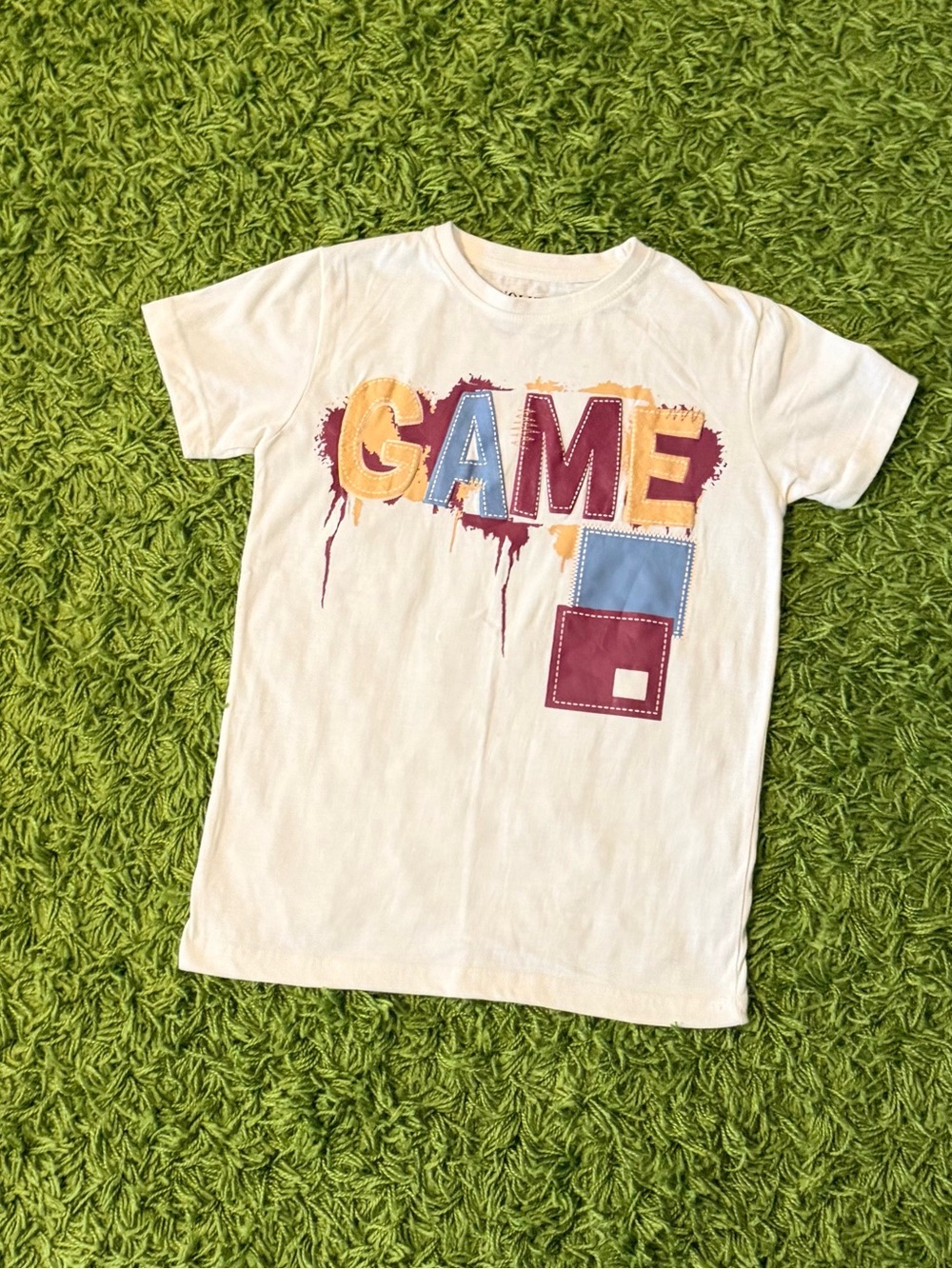 White 'GAME' Graphic Tee with Multicolor Print